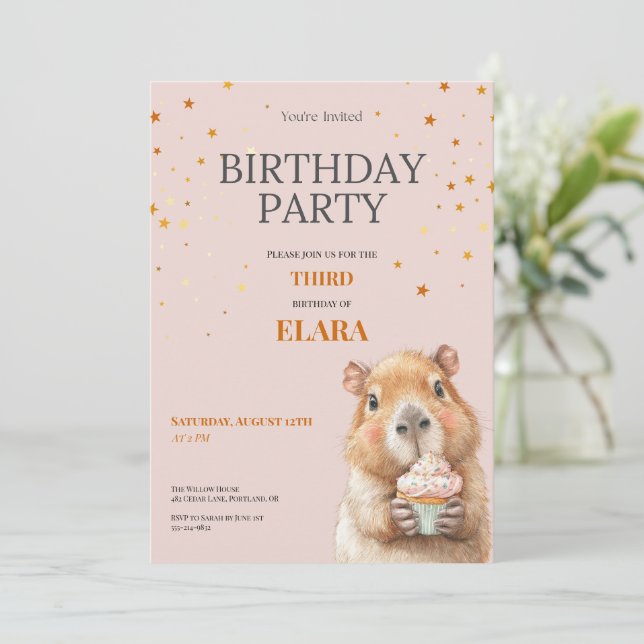 Capybara Birthday Invitation • 3rd Birthday (Standing Front)