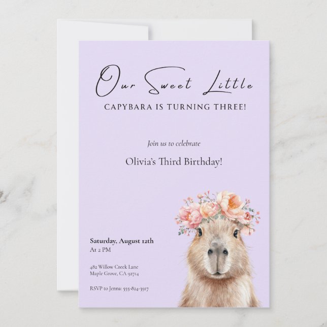 Capybara Birthday Invitation • Little One (Front)