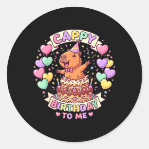 Capybara Birthday Kawaii Girl Cappy Birthday to Me Classic Round Sticker
