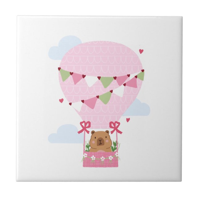 Capybara Birthday Party Kids Watch Ceramic Tile (Front)