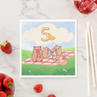 Capybara Birthday Picnic  Napkin
