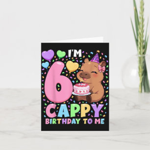 Capybara Birthday Shirt 6 Kawaii Girl Capybara 6th Card