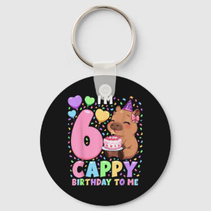 Capybara Birthday Shirt 6 Kawaii Girl Capybara 6th Key Ring
