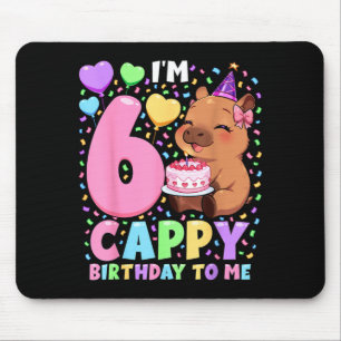 Capybara Birthday Shirt 6 Kawaii Girl Capybara 6th Mouse Pad
