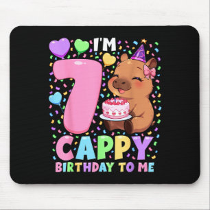 Capybara Birthday Shirt 7 Kawaii Girl Capybara 7th Mouse Pad