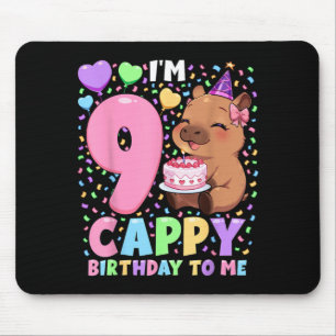 Capybara Birthday Shirt 9 Kawaii Girl Capybara 9th Mouse Pad