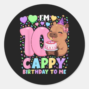 Capybara Birthday Shirt _ Kawaii Girl Capybara Classic Round Sticker