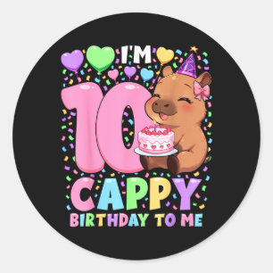 Capybara Birthday Shirt _ Kawaii Girl Capybara Classic Round Sticker
