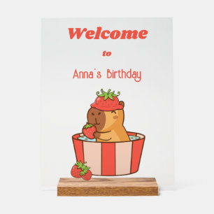 Capybara Birthday Sign   Cute Animal Party sign