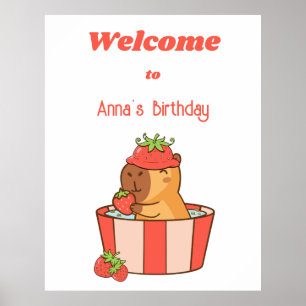 Capybara Birthday Sign Cute Animal Party sign
