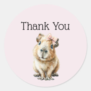 Capybara Birthday Thank You Classic Round Sticker
