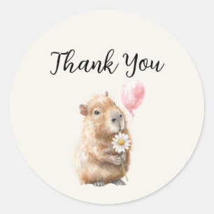 Capybara Birthday Thank You Classic Round Sticker