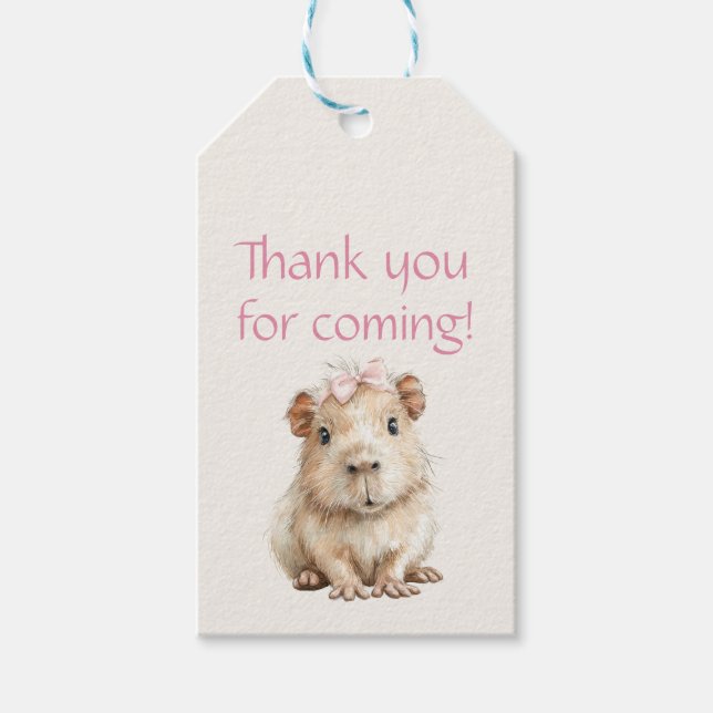 Capybara Birthday Thank You Gift Tags (Front)
