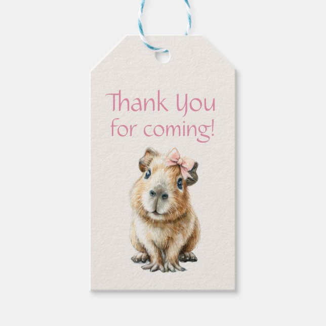 Capybara Birthday Thank You Gift Tags (Front)