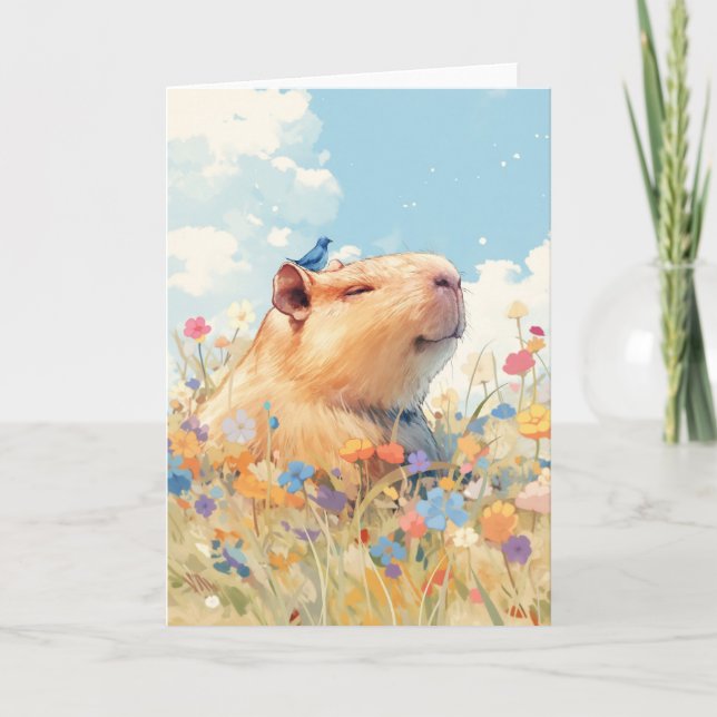 Capybara Blissful Happiness Card (Front)