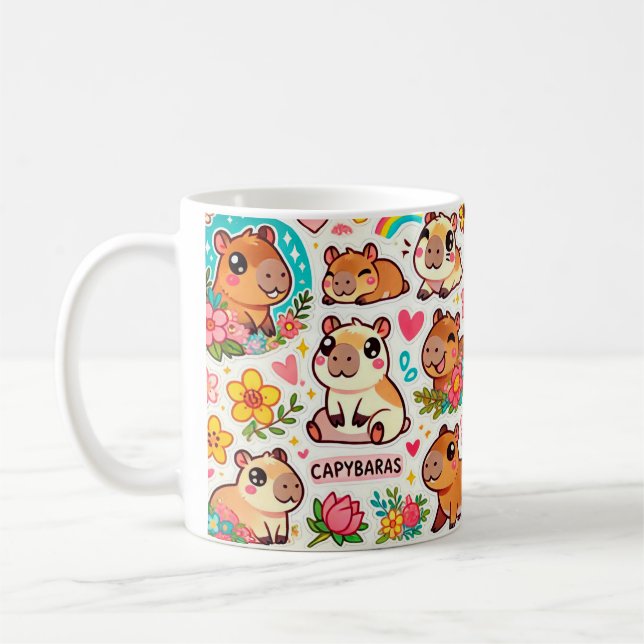 Capybara Bloom – Cute Vibes Mug (Left)
