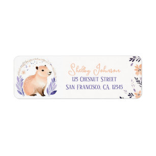 Capybara Boho Floral Design - Return Address Label