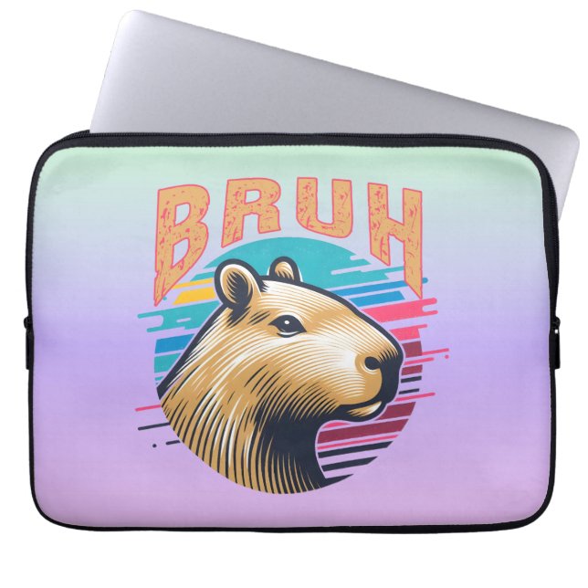 Capybara Bruh Funny Bruh Capybara Lovers Men Kids Laptop Sleeve (Front)