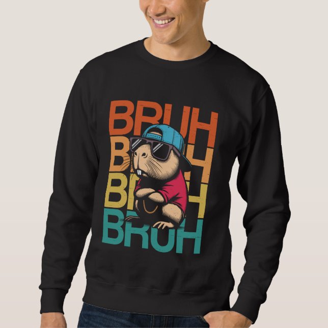 Capybara Bruh Funny Capybara Lover Vintage Retro Sweatshirt (Front)