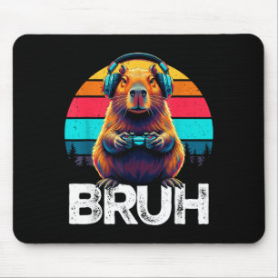 Capybara Bruh Funny Gamer Retro Capybara Gaming Mouse Pad