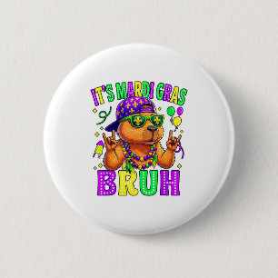 Capybara bruh mardi gras boys girls kids carnival 6 cm round badge