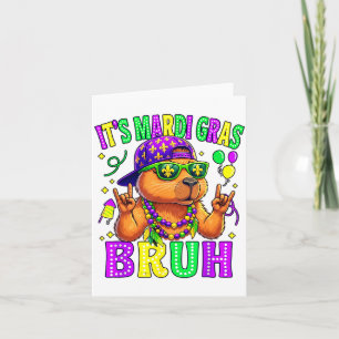 Capybara bruh mardi gras boys girls kids carnival card