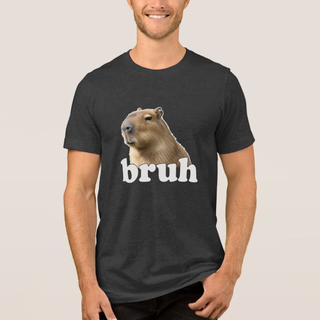Capybara Bruh Meme Men’s Shirt Funny Animal Tee (Front)