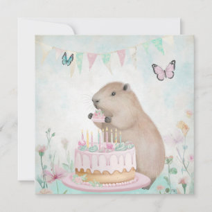 Capybara Cakefest Kids Greeting Card