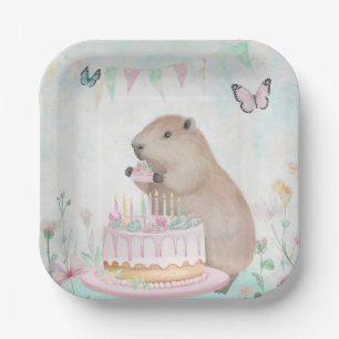 Capybara Cakefest Kids Party Paper Plates