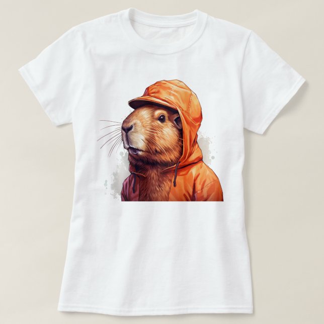 capybara cap funny T-Shirt (Design Front)