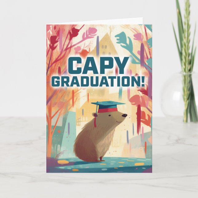 Capybara "Capy" Graduation Greeting Card (Front)