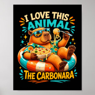 Capybara Carbonara Funny Pasta Animal Meme Graphic Poster