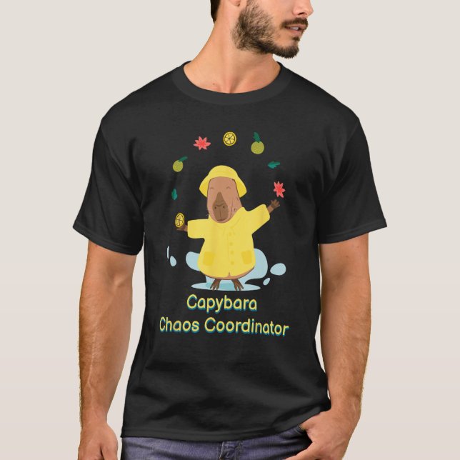 Capybara Chaos Coordinator Fruits Playful Capy Man T-Shirt (Front)