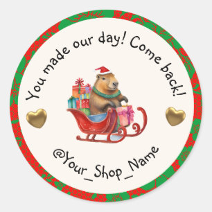 Capybara Cheers for Your Customers! 🥳 Classic Round Sticker