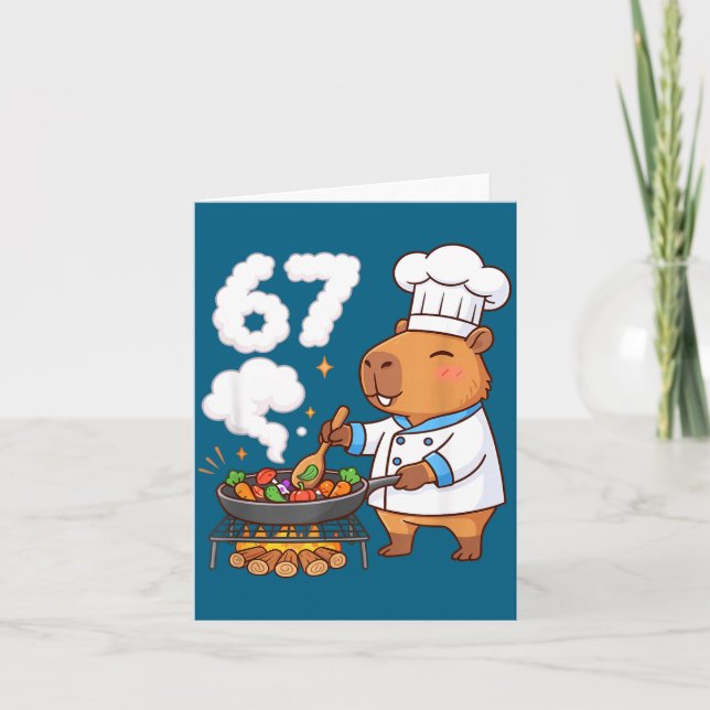 Capybara Chef 67 Six Seven Funny Brain Rot Meme Gr Card (Front)