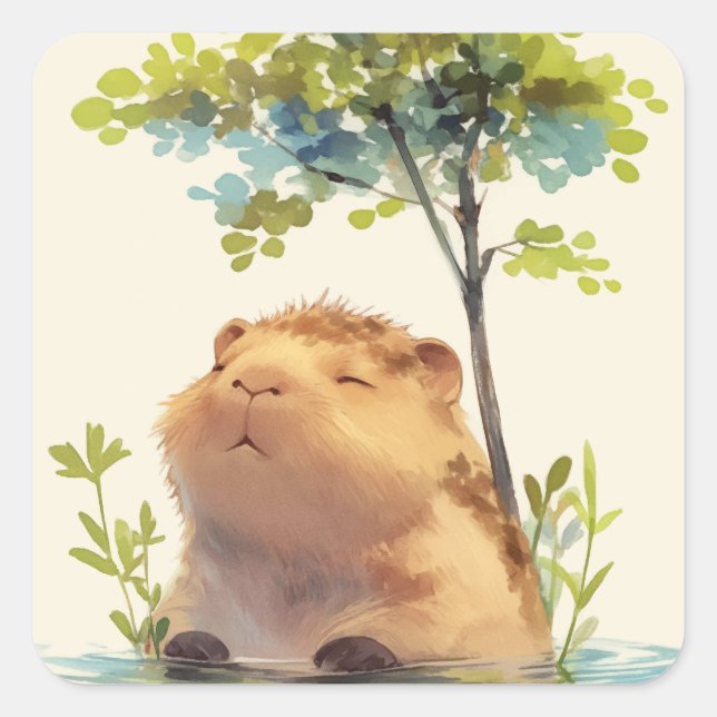 Capybara Chill Dip Square Sticker (Front)