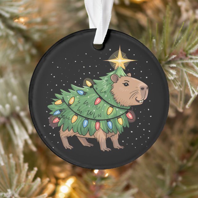 Capybara Christmas Gifts Capy Funny Xmas Tree Ornament (Tree)