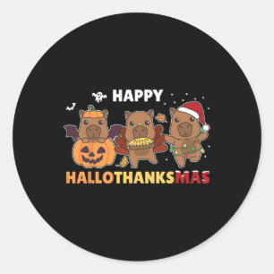 Capybara Christmas Halloween Costume Happy Halloth Classic Round Sticker