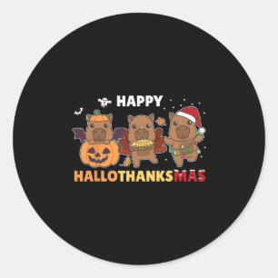 capybara christmas halloween costume happy halloth classic round sticker