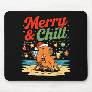 Capybara Christmas Holiday Beach Vibes Merry And C Mouse Pad