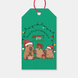 Capybara Christmas Lights Birthday Party Gift Tags