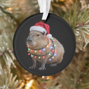Capybara Christmas Lights Xmas Holiday Cappy  Ornament