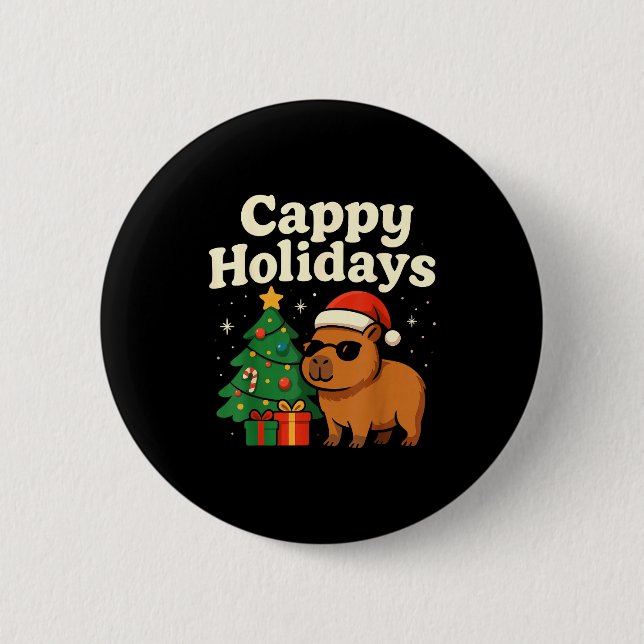 Capybara Christmas Shirt, Funny Capy Holidays  6 Cm Round Badge (Front)