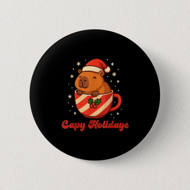 Capybara Christmas Shirt, Funny Capy Holidays  6 Cm Round Badge (Front)