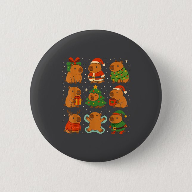 Capybara Christmas Shirt, Funny Capy Holidays  6 Cm Round Badge (Front)