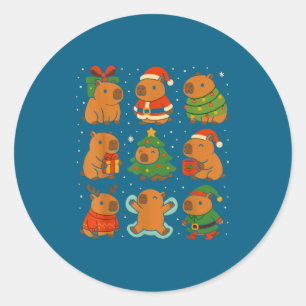 Capybara Christmas Shirt, Funny Capy Holidays Classic Round Sticker