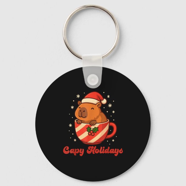 Capybara Christmas Shirt, Funny Capy Holidays  Key Ring (Front)