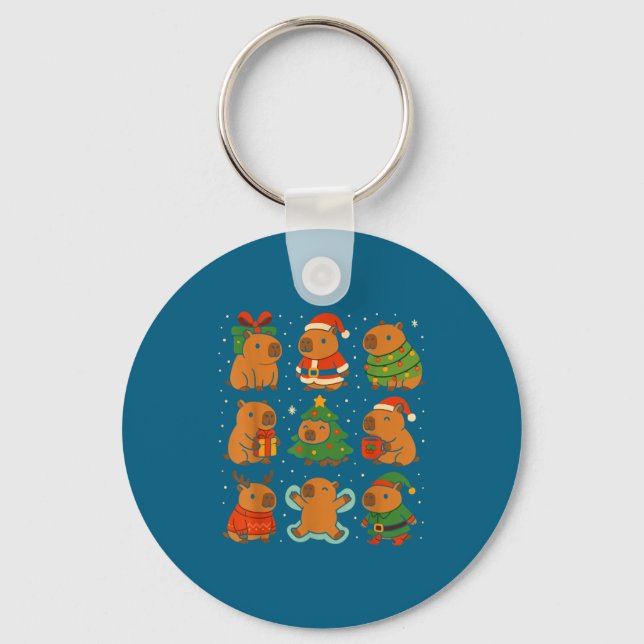 Capybara Christmas Shirt, Funny Capy Holidays  Key Ring (Front)