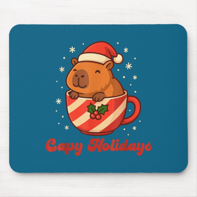 Capybara Christmas Shirt, Funny Capy Holidays  Mouse Pad (Front)