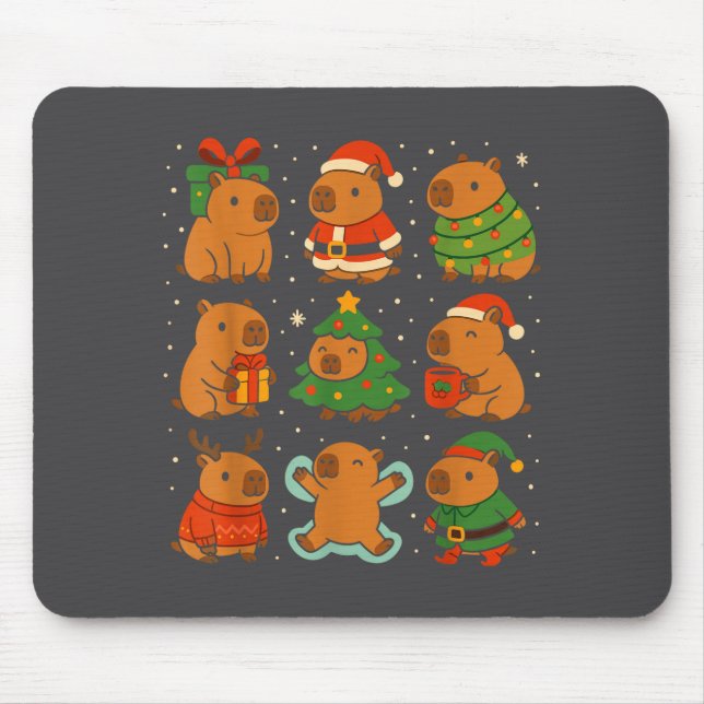 Capybara Christmas Shirt, Funny Capy Holidays  Mouse Pad (Front)